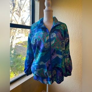 Lavon vintage windbreaker sea theme blue women medium